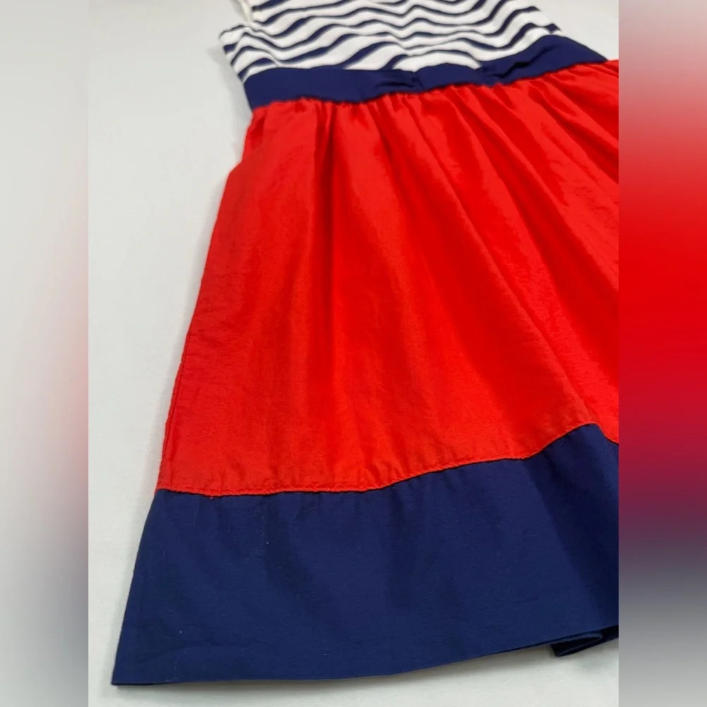 GYMBOREE‎ Mod About Orange Nautical Stripe Colorblock Fit & Flare Dress Size 7